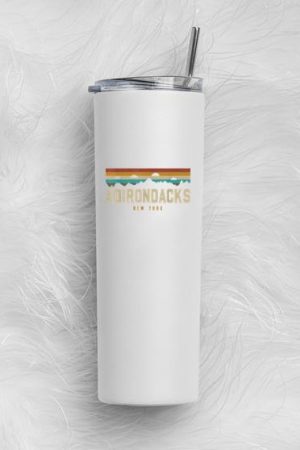 Adirondacks Vintage Mountains Hiking Camping Skinny Tumbler 20oz