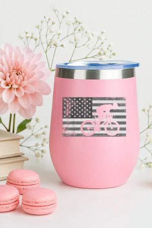 American Flag Cycling Bike Cyclists 12oz Tumbler