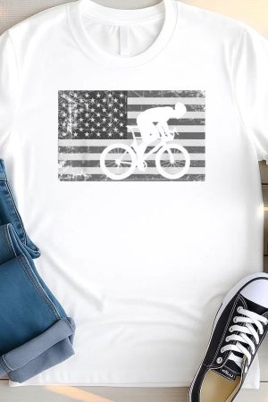 American Flag Cycling Bike Cyclists T Shirt