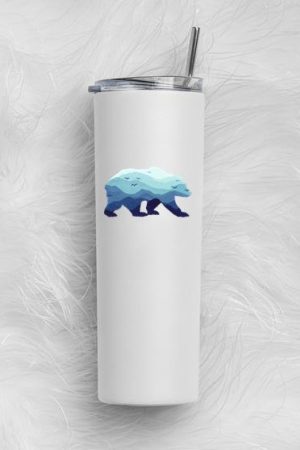 Bear Mountains Grizzly Hiking Camping Skinny Tumbler 20oz