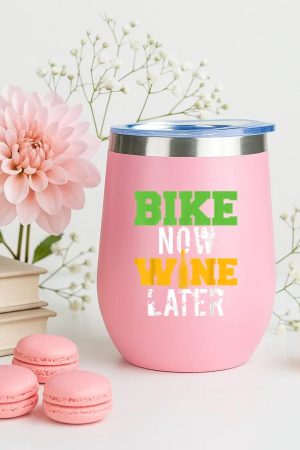 Bike Now Wine Later Cycling 12oz Tumbler