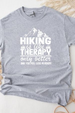 Camping Hiking Is Like Therapy Vintage Mountain T-Shirt