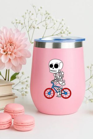 Cyclist Skeleton Biker Halloween 12oz Tumbler