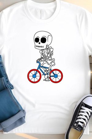 Cyclist Skeleton Biker Halloween T Shirt