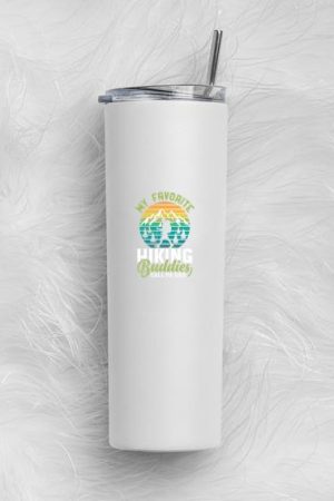 Man Hiking Joyful Artistic Skinny Tumbler 20oz