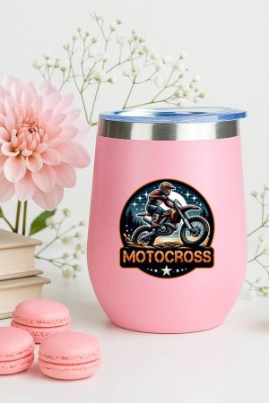 Man Motorbike Happy Minimal 12oz Tumbler