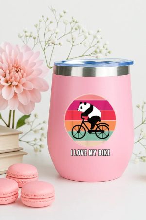 Panda Bear Cyclist Bike 12oz Tumbler
