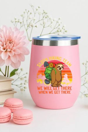 Sloth Hiking Team Well Get There When We Get There 12oz Tumbler
