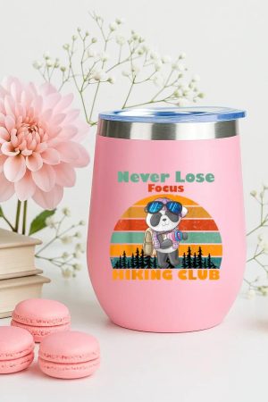 Vintage Panda Hiking Club Never Lose Focus 12oz Tumbler