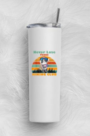 Vintage Panda Hiking Club Never Lose Focus Skinny Tumbler 20oz