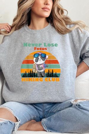 Vintage Panda Hiking Club Never Lose Focus Sweatshirt