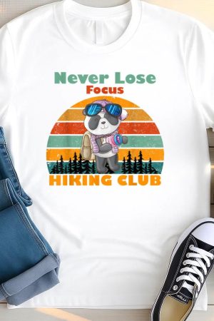 Vintage Panda Hiking Club Never Lose Focus T Shirt