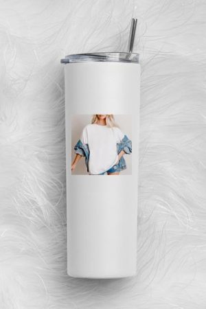 Woman Hiking Happy Retro Skinny Tumbler 20oz