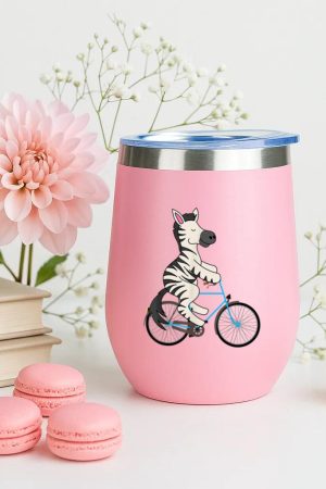 Zebra On Bike Black White Stripe Biking 12oz Tumbler