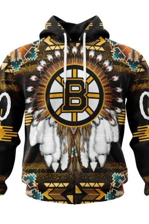 Boston Bruins Special Native Costume Design All Over Print Hoodie Style 24814