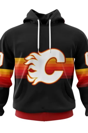 Calgary Flames Special Black And Gradient Design All Over Print Hoodie Style 89318