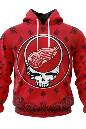 Detroit Red Wings Special Grateful Dead Design All Over Print Hoodie Style 20424