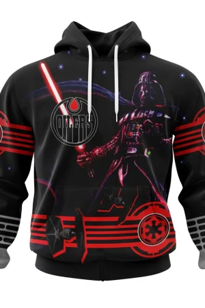 Edmonton Oilers Specialized Starwar Darth Vader Version Jersey All Over Print Hoodie Style 99119