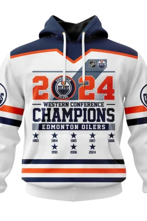 Edmonton Oilers Western Conference Champions All Over Print Hoodie Style 92230