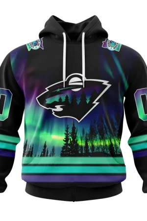 Minnesota Wild Special Design With Northern Lights All Over Print Hoodie Style 25925