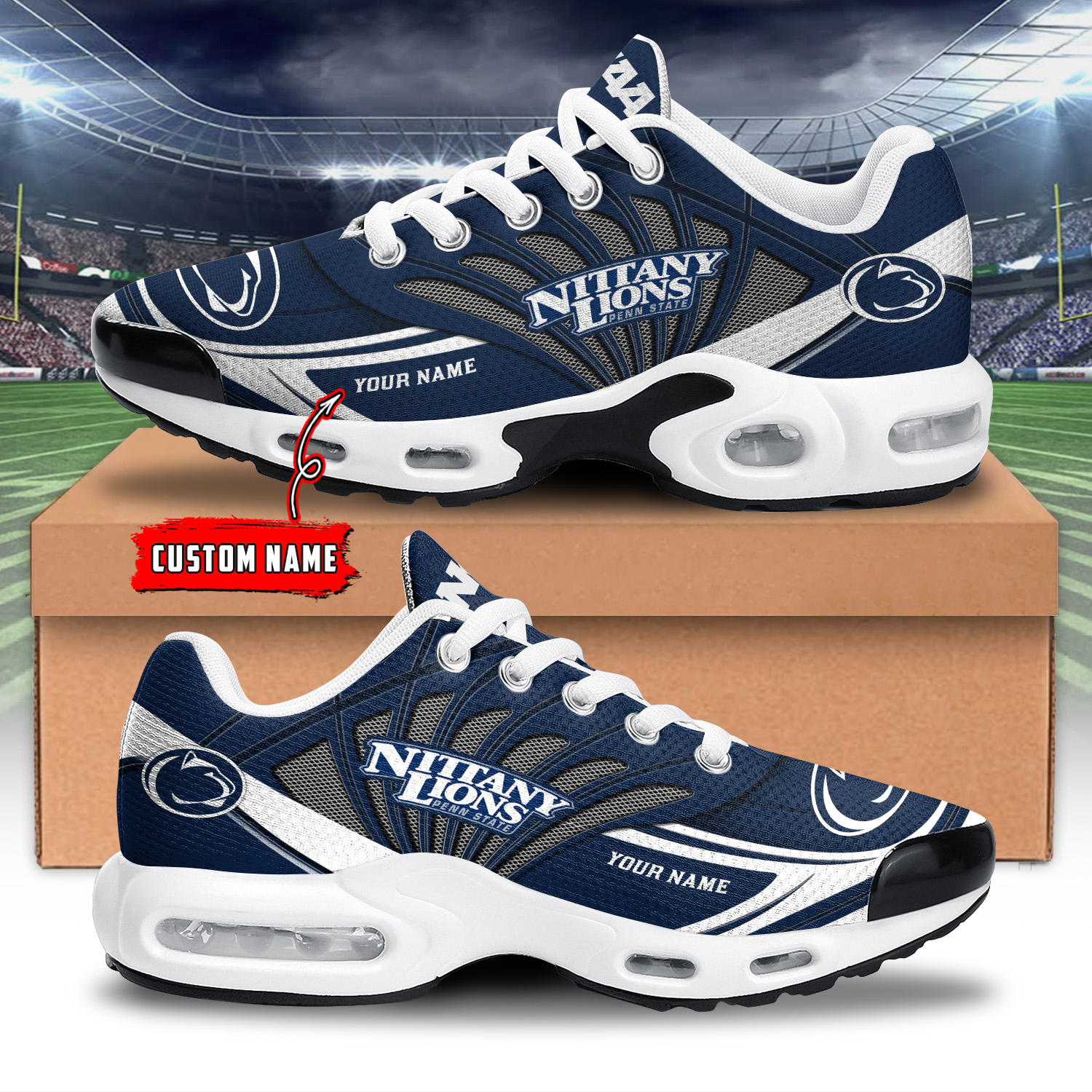 Penn State Nittany Lions Air Max Plus Shoes Sneakers For Men And Women