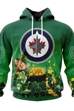 Winnipeg Jets Special Design For St. Patrick Day All Over Print Hoodie Style 54118